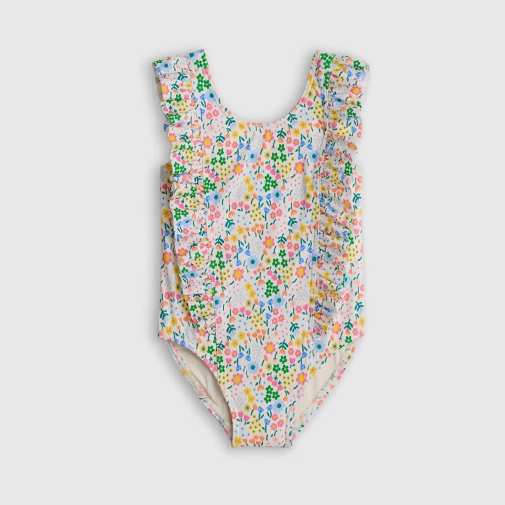 NWT QUINCE Ruffle One Piece Swimsuit Ditsy Floral 6930